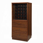 ZUN Walnut Wine Cabinet with 3 Drawer B062P209332