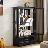 Lighted Glass Curio Cabinet with Adjustable Shelves - Elegant 2-Door Display Cabinet & Built-in W1758P297549