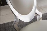 ZUN Leatherette Dining Chair with Oval Backrest Set of 2, Stainless Steel Legs W131165714