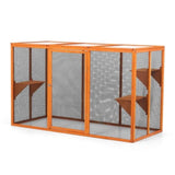 Detachable Cat Enclosure with Waterproof Roof and 3 Jumping Platforms, Orange W2181P181958