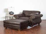 Leinster Faux Leather Upholstered Nailhead Chair and Ottoman 2 pieces set T2574P196591