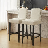 Barstools Set of 2, Counter Height Upholstered Bar Stools for Kitchen Island, Beige Rubberwood Legs N779P254675F