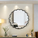 Solid Wood Wavy Mirror-Black Vanity Mirror Wall Decor 42" x 42" Modern Mirror Wall Decor for W1445P189554