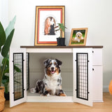 ZUN Furniture style dog cage, wooden dog cage, double door dog cage, side cabinet dog cage, Dog crate 75985217