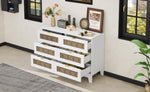 ZUN Rustic Farmhouse Style Wooden Dresser with 6 Drawers, Storage Cabinet for Bedroom with Metal WF530908AAK