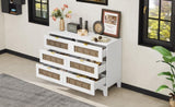 ZUN Rustic Farmhouse Style Wooden Dresser with 6 Drawers, Storage Cabinet for Bedroom with Metal WF530908AAK