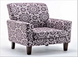 Patterned Polyester Blend Armchair, Solid Birch Wood Frame with Brown Tapered Legs, Foam Padded 58882993