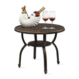 Cast Aluminum Outdoor Side Table, Anti-Rust Outdoor Round End Table, Patio Coffee Bistro Table for 65174540