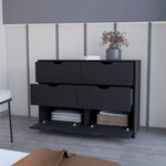 ZUN Black 4-Drawer Dresser B062P175094