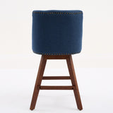 Counter Height Swivel Barstools, 26'' H Seat Height Upholstered Bar Stools Set of 2, Fabric in Blue W1143P237897