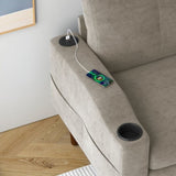 Convertible Combination Sofa Sofa L-Shaped Sofa with Footstools with Storage, Beige Sofa for Living W2012126501