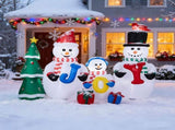 8FT Lighted Christmas Inflatable Decoration, Inflatable Snowman Family with JOY and Xmas Tree, Funny 17651821