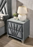 Gorgeous Gray Fabric Fully Upholstered Nightstand 1pc Bedroom Furniture Chrome Legs Bedside Table B2741P320906