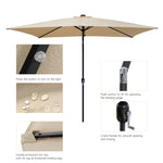 ZUN Outdoor Patio Umbrella 10 Ft x 6.5 Ft Rectangular Market Table Umbrella with Crank and Push Button 88895356