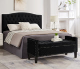 Upholstered Tufted Button Storage Bench with nails trim,Entryway Living Room Soft Padded Seat with W2186139086