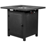 ZUN 28-Inch Fire Table,50000 BTU Gas Firepit with Volcanic Stone Black 55999158