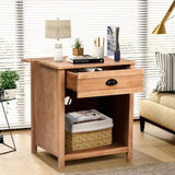 Oak color P2 density board solid wood veneer frame 56*45*65cm one drawer with lower compartment 69514266