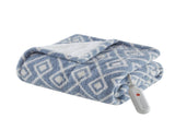 1 PCS 50x60" Soft Heated Throw Blue Geo B035P319634