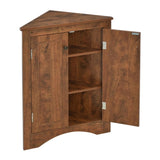 Brown Triangle Bathroom Storage Cabinet with Adjustable Shelves, Freestanding Floor Cabinet for Home 70212675