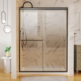 50in. -54 in. x 72 in. Traditional Sliding Shower Door in Matte black with Clear Glass W637123851