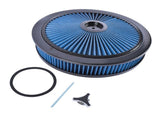 14" x 3" High Flow Round Air Cleaner Kit Washable Recessed Base Blue Filter Black Trim 42417449