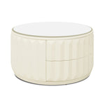 ZUN Facino 35.5" Round Storage Coffee Table, White Lacquer Birchwood B2719P238494