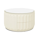 ZUN Facino 35.5" Round Storage Coffee Table, White Lacquer Birchwood B2719P238494