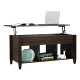 ZUN Lift Top Coffee Table Modern Furniture Hidden Compartment and Lift Tabletop Brown 11672381