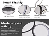 14 Ring High Ceiling Chandelier Foyer, Black Modern LED Large Staircase Long Chandeliers Light 86954996