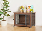27.2" Dog Crate Furniture with Wheels for Small Dogs, Heavy Duty Dog Kennel Indoor with 2 Doors, 94926706