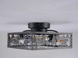 20'' Square Fabric Farmhouse Flush Mount Ceiling Fan .Bladeless Ceiling Fan 6 Speed Reversible with W3596P456605