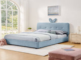Queen Size Kids Upholstered Bed with Oversized Rabbit Ear Headboard, LED Light & 4 Storage Drawers, W1413P384928