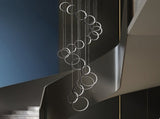 20 Ring High Ceiling Chandelier Foyer, Black Modern LED Large Staircase Long Chandeliers Light 69883940