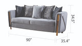 Chanelle Thick Velvet Fabric Upholstered Sofa Made With Wood in Gray B009P153973
