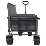 3-in-1 Convertible Folding Wagon Cart with Bench Seat & Storage - 500lbs Heavy-Duty Utility Wagon, W2932P312717