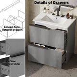 30" Bathroom Vanity with Ceramic Sink and Full-Extension Drawers, Freestanding Bathroom Vanity with N817P288915G