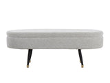 Harvey Contemporary Storage Bench in Black Metal and Light Grey Fabric with Gold Metal Accent B202P223577