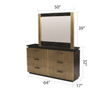 ZUN Modern Style 6-Drawer Dresser Made With Mango Wood and Finished with Brass Metal B009128312