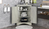 ZUN Oak Triangle Bathroom Storage Cabinet with Adjustable Shelves, Freestanding Floor Cabinet for Home WF291467AAL