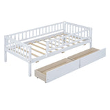 Twin Size Daybed Wood Bed with Two Drawers , White WF301864AAK