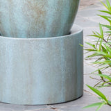 19.5x19.5x32.5" Heavy Outdoor Cement Fountain Antique Blue, Cute Unique Urn Design Water feature For W2078125234