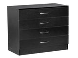PB Wood Simple 4-Drawer Nightstand Dresser with USB Ports & Outlet Black 58873674