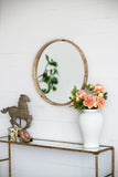 28" Round Wood Mirror, Wall Mounted Mirror Home Decor for Bathroom Living Room W2078124099