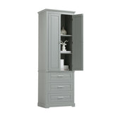 ZUN Tall Storage Cabinet with Three Drawers for Bathroom/Office, Grey WF299282AAE