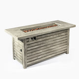 54inch Outdoor Fire Table Steel Fire Pit Table with Wood Grain Surface W853P166783