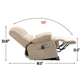 23" Seat Width and High Back Large Size Beige Chenille Power Lift Recliner Chair with 8-Point W1803P236297