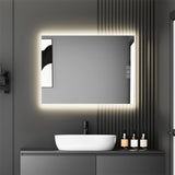 32" x 24" LED Bathroom Mirror Bright Backlight, 5 Mins Defog, Full HD Reflected Wall Mounted Vanity T3177P284020