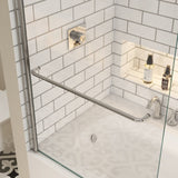 ZUN Bath tub Pivot shower screen, with 1/4" tempered glass and towel bar 3458 W2122131075