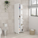 ZUN Urano Corner Linen Cabinet, Five External Shelves, Single Door, Four Interior Shelves -White B20091991