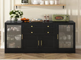 U-Style 58.3" Modern Buffet Sideboard with 4 Doors & 2 Drawers, Adjustable Shelves, Power Outlet, N711P437648B